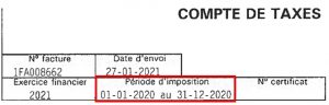 Compte de taxes 2021
